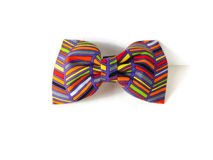 Purple Striped Bow Tie/Flower - Charlotte's Pet