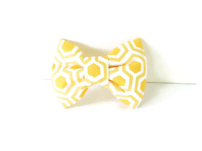 Yellow Honeycomb Bow Tie/ Flower - Charlotte's Pet
