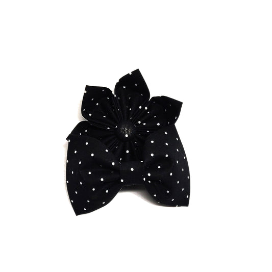 Mini Dots on Black Dog & Cat Bow Tie/ Collar Flower