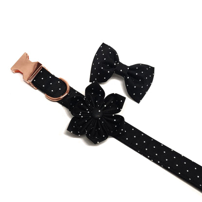 Mini Dots on Black Dog Collar/ Cat Collar