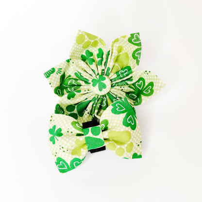 Clovers and Paw Prints Dog & Cat Bow Tie/Collar Flower