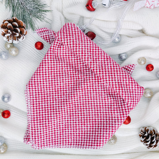 Red Houndstooth Dog Bandana & Cat Bandana