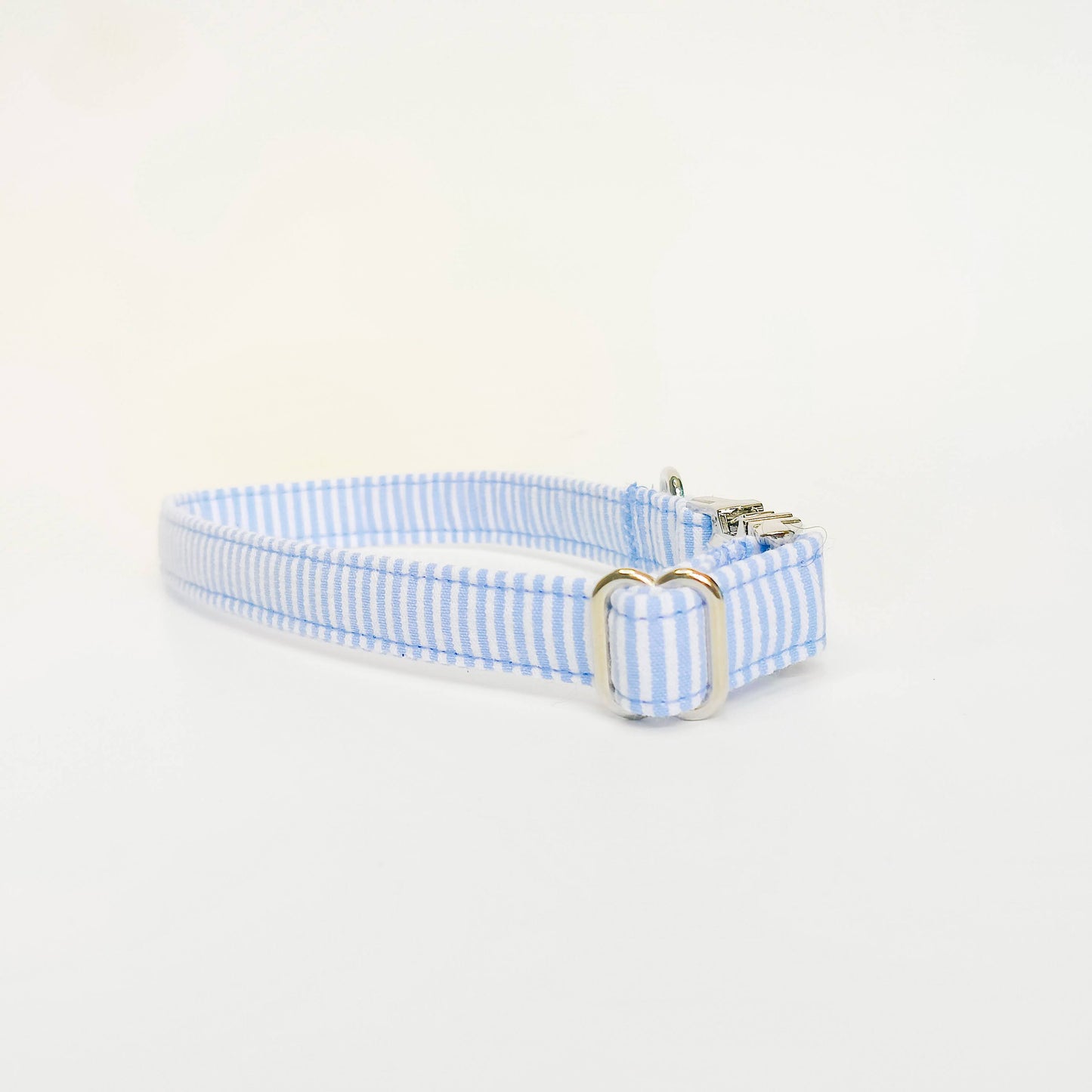 Seersucker Blue Dog Collar/ Cat Collar