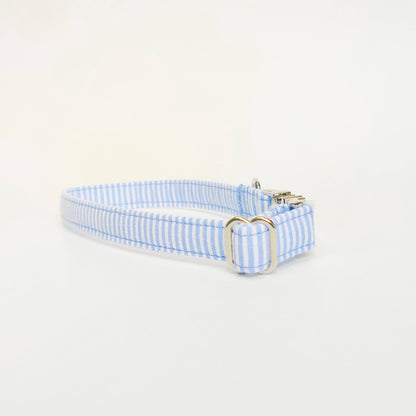 Seersucker Blue Dog Collar/ Cat Collar
