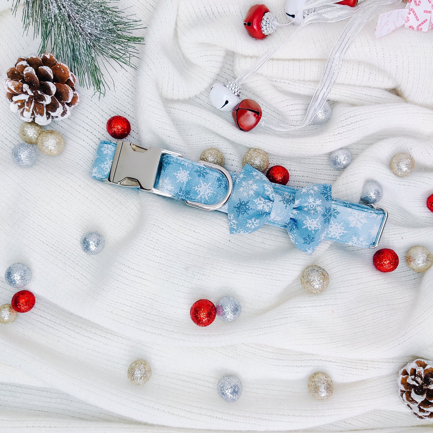 Snowflakes with Glitter Dog Collar/ Cat Collar