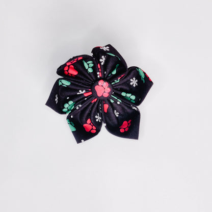Pawprints and Snowflakes Dog & Cat Bow Tie/Collar Flower