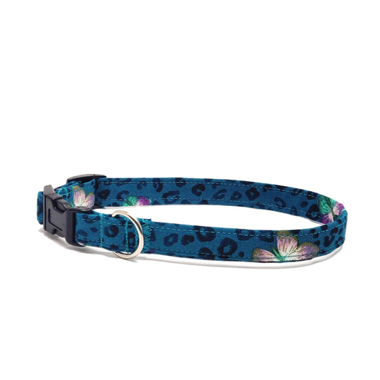 Teal Leopard Dog Collar/ Cat Collar
